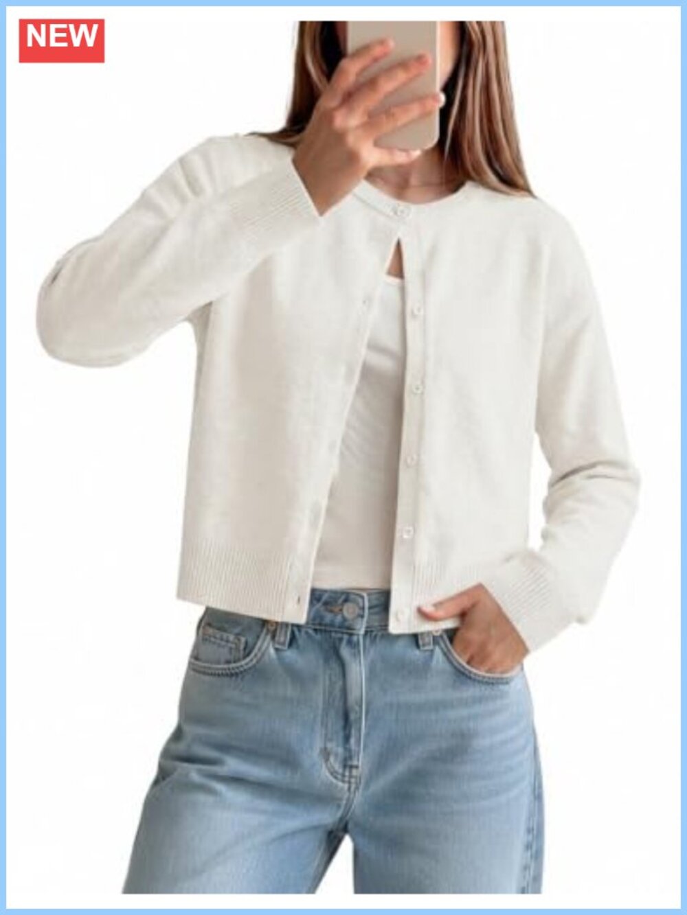 Cropped Cardigan Sweaters Women Long Sleeve Crew Neck Open Front Y2K Fall Knit